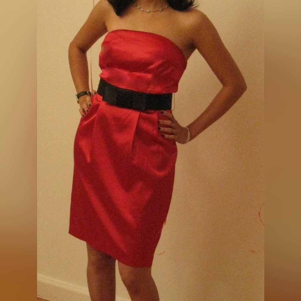 BCX Red Sheath Midi Dress Scoop Neck Sleeveless